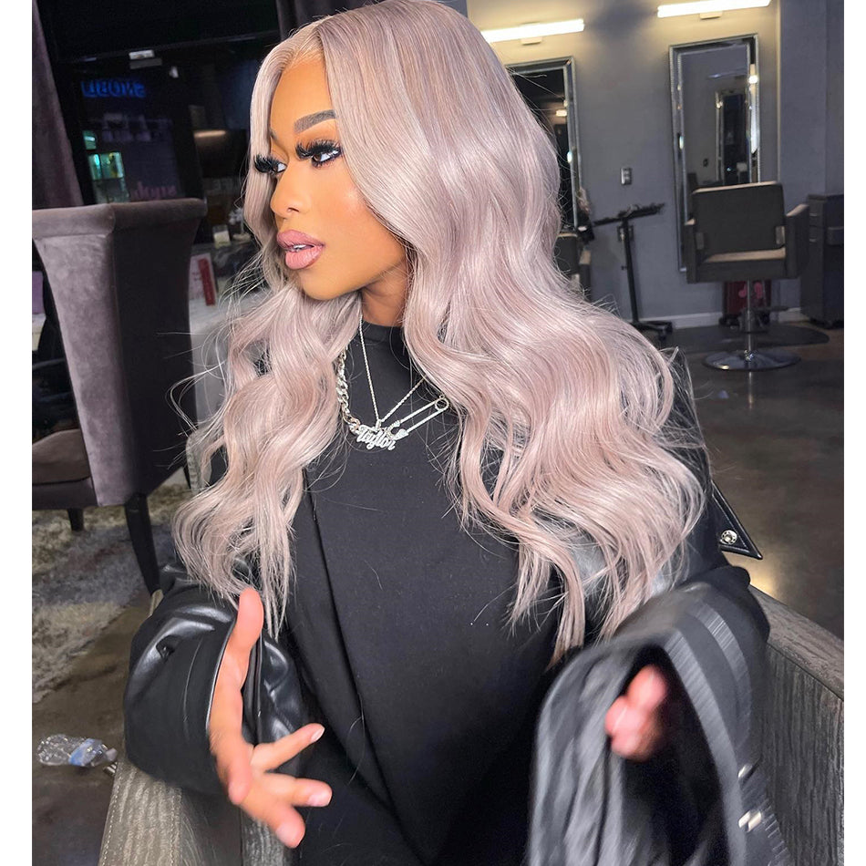 250% Density NEW Fashion Ash Purple Color 13x6 Lace Front Human Hair Wigs