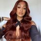 SUPER DEAL ! Reddish Brown Colored Transparent 13x6 Lace Front Human Hair Wigs Brazilian Body Wave