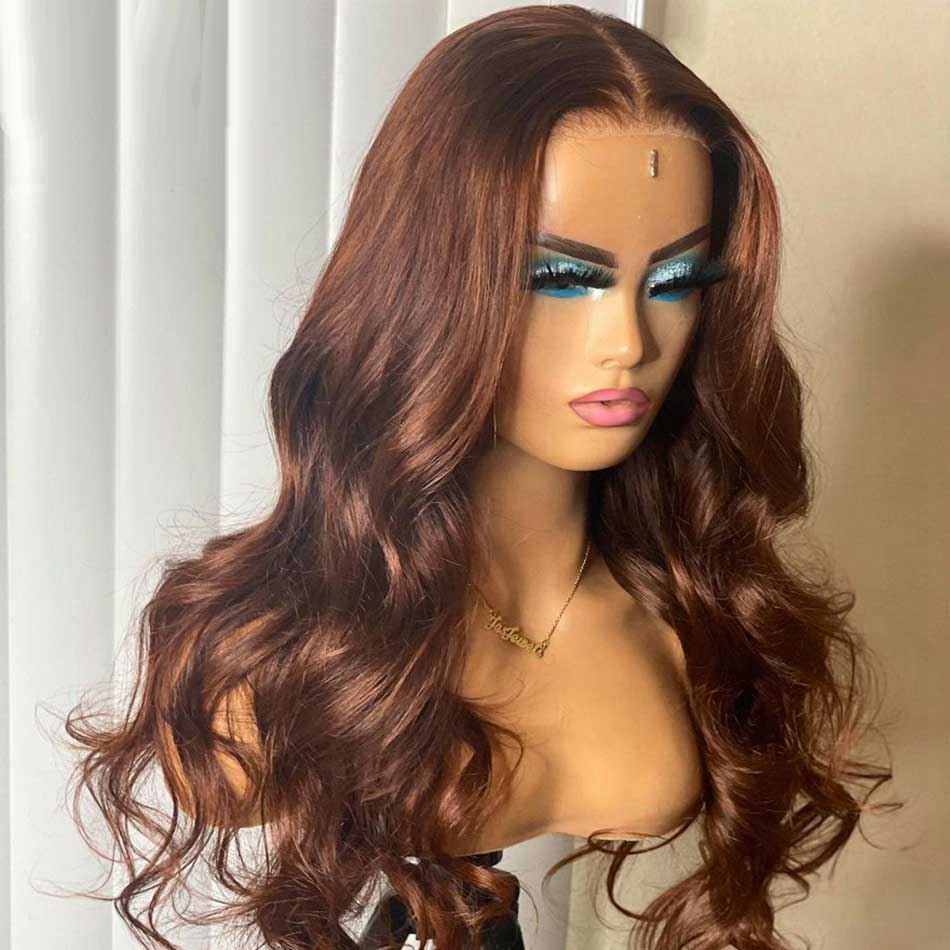 Medium Brown Colored 13x6 Lace Front Closure Wig 5x5 Glueless Ready To Go  Human Hair Wigs Body Wave