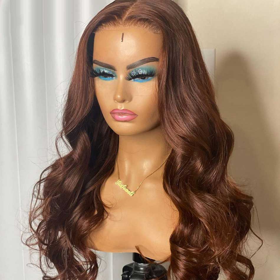 Medium Brown Colored 13x6 Lace Front Closure Wig 5x5 Glueless Ready To Go  Human Hair Wigs Body Wave
