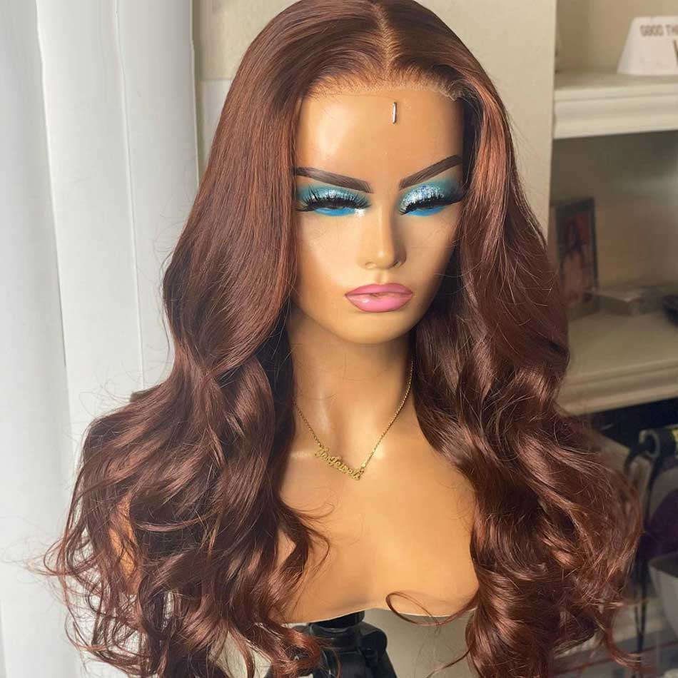 Medium Brown Colored 13x6 Lace Front Closure Wig 5x5 Glueless Ready To Go  Human Hair Wigs Body Wave