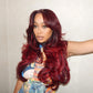 Balayage Red Colored Pre Plucked 6x5 Glueless Ready To Go Human Hair Wigs 5x5 13x6 Lace Closure Front Wig