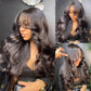 Double Drawn Curtain Bangs HD Transparent 13x6 Lace Front Wig 5x5 Glueless Ready Go Human Hair Wigs Body Wave