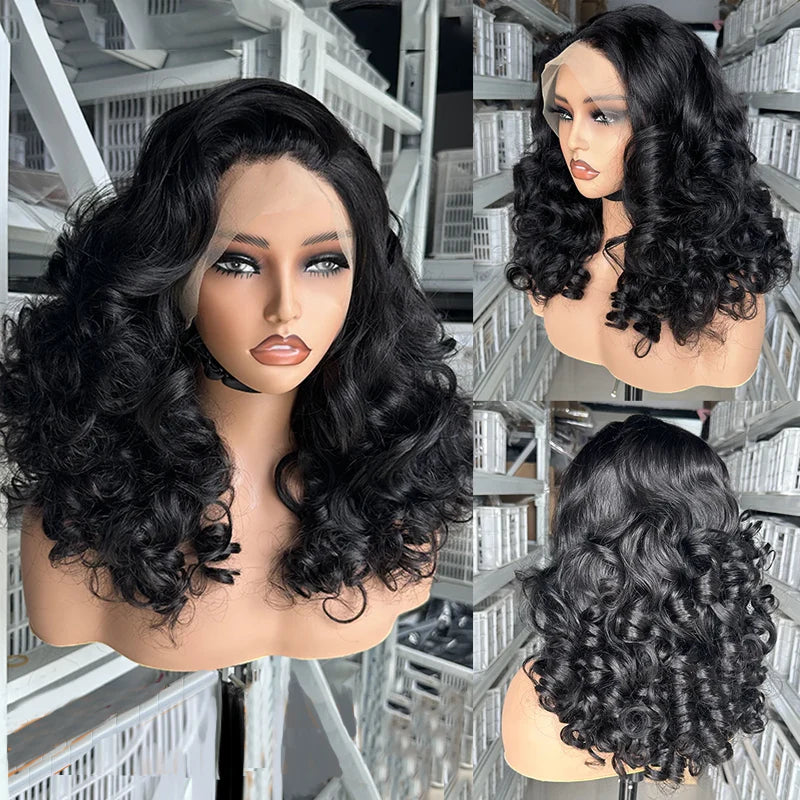 300% Density Classy And Luxury Bouncy Curly Wave Glueless Lace Wigs Human Hair Confident Boss Lady Wigs Ultra Full-038