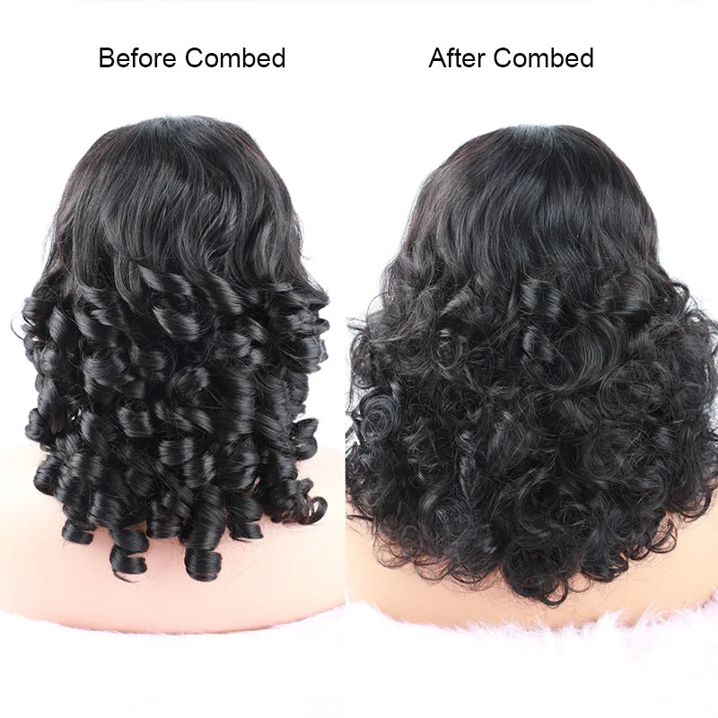 300% Density Classy And Luxury Bouncy Curly Wave Glueless Lace Wigs Human Hair Confident Boss Lady Wigs Ultra Full-038