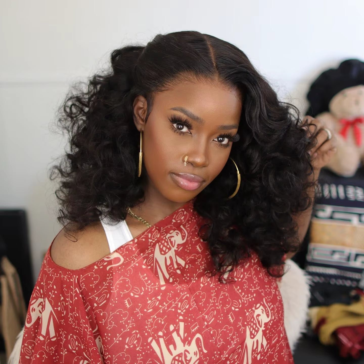 300% Density Classy And Luxury Bouncy Curly Wave Glueless Lace Wigs Human Hair Confident Boss Lady Wigs Ultra Full-038