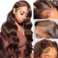 SUPER DEAL Chocolate Brown Transparent 13x6 Lace Front 5x5 Glueless Ready To Go Human Hair Wigs Brazilian Body Wave