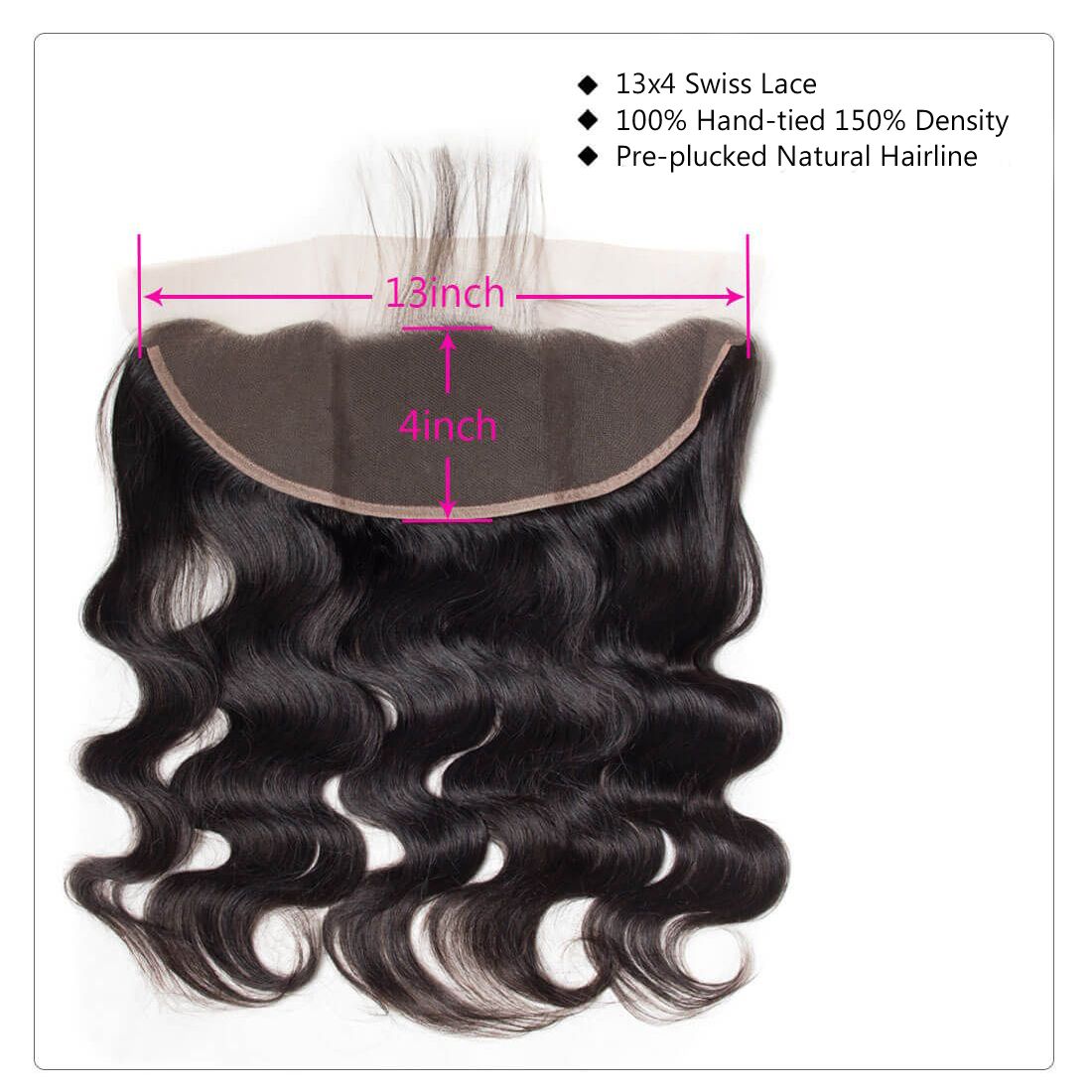 10A Body Wave Human Hair 3 Bundles With 13x4 Full Frontal Lace 100% Remy Human Hair