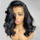 Transparent 13x6 Elegant Short Shoulder Length Loose Wavy Bob Human Hair WIgs Full And Bouncy