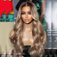 10A 250% Density Ash Blonde Colored 13x6 Lace Front Human Hair Wigs With Dark Roots