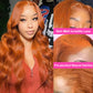 Ginger Orange Colored 13x6 Lace Front Closure Wig 5x5 Glueless Ready To Wear Human Hair Wig
