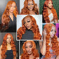 Super Deal !  350# Orange Ginger Colored 13x6 Lace Front Human Hair Wigs