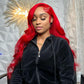 210% Density Bright Red Colored HD Transparent Lace Front 13x6 Brazilian Human Hair Wig