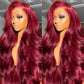 Reddish Burgundy Colored 13x6 Lace Front Closure Wig 5x5 Glueless Ready To Wear Human Hair Wigs Body Wave