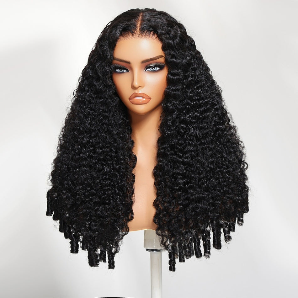 Premium 10A Burmese Curly With Spiral Curly Ends 13X4 Undetectable HD Full Frontal Lace Human Hair Wigs