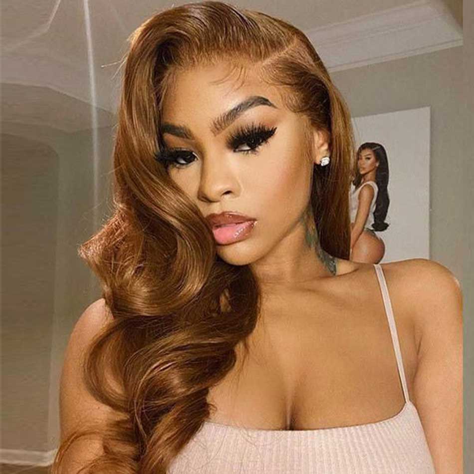 Chestnut Brown Colored 13x6 Lace Front Closure 5x5 Glueless Ready To Wear Human Hair Wigs Body Wave