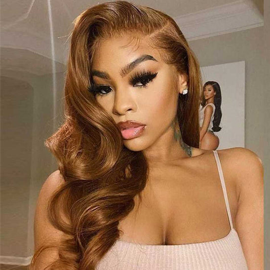 Chestnut Brown Colored 13x6 Lace Front Closure 5x5 Glueless Ready To Wear Human Hair Wigs Body Wave