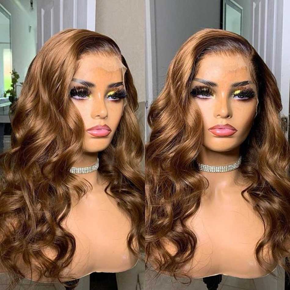 Chestnut Brown Colored 13x6 Lace Front Closure 5x5 Glueless Ready To Wear Human Hair Wigs Body Wave