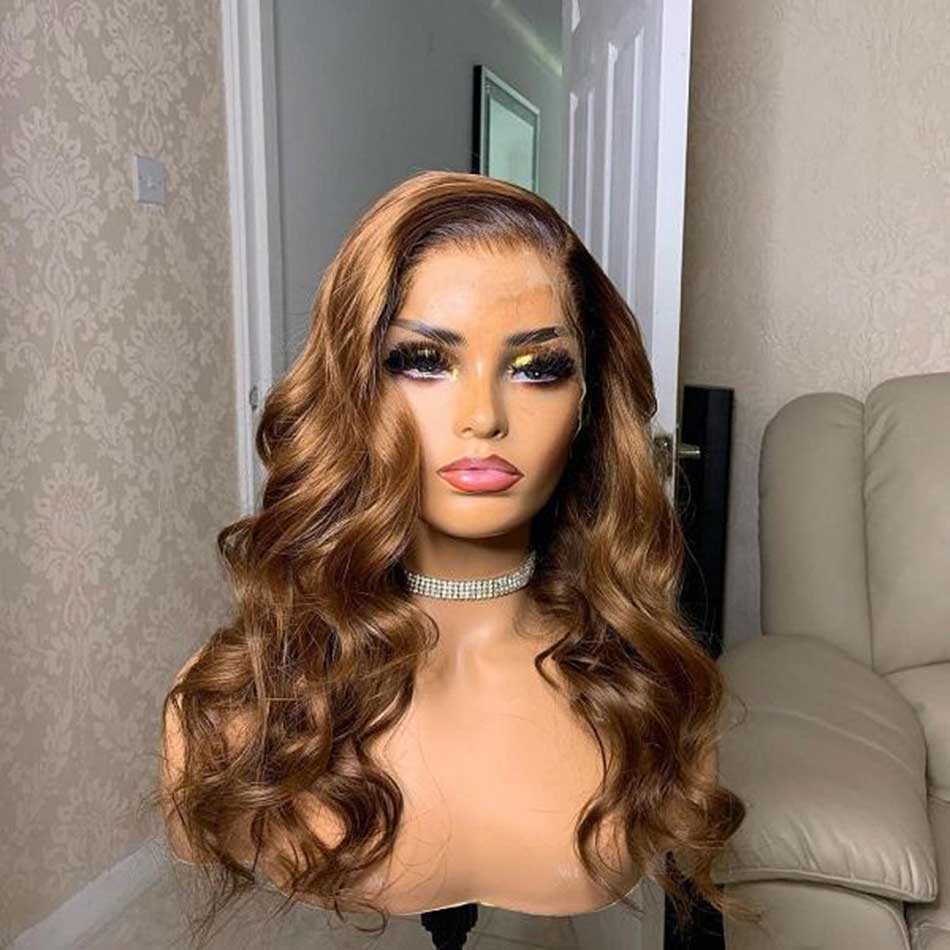 Chestnut Brown Colored 13x6 Lace Front Closure 5x5 Glueless Ready To Wear Human Hair Wigs Body Wave