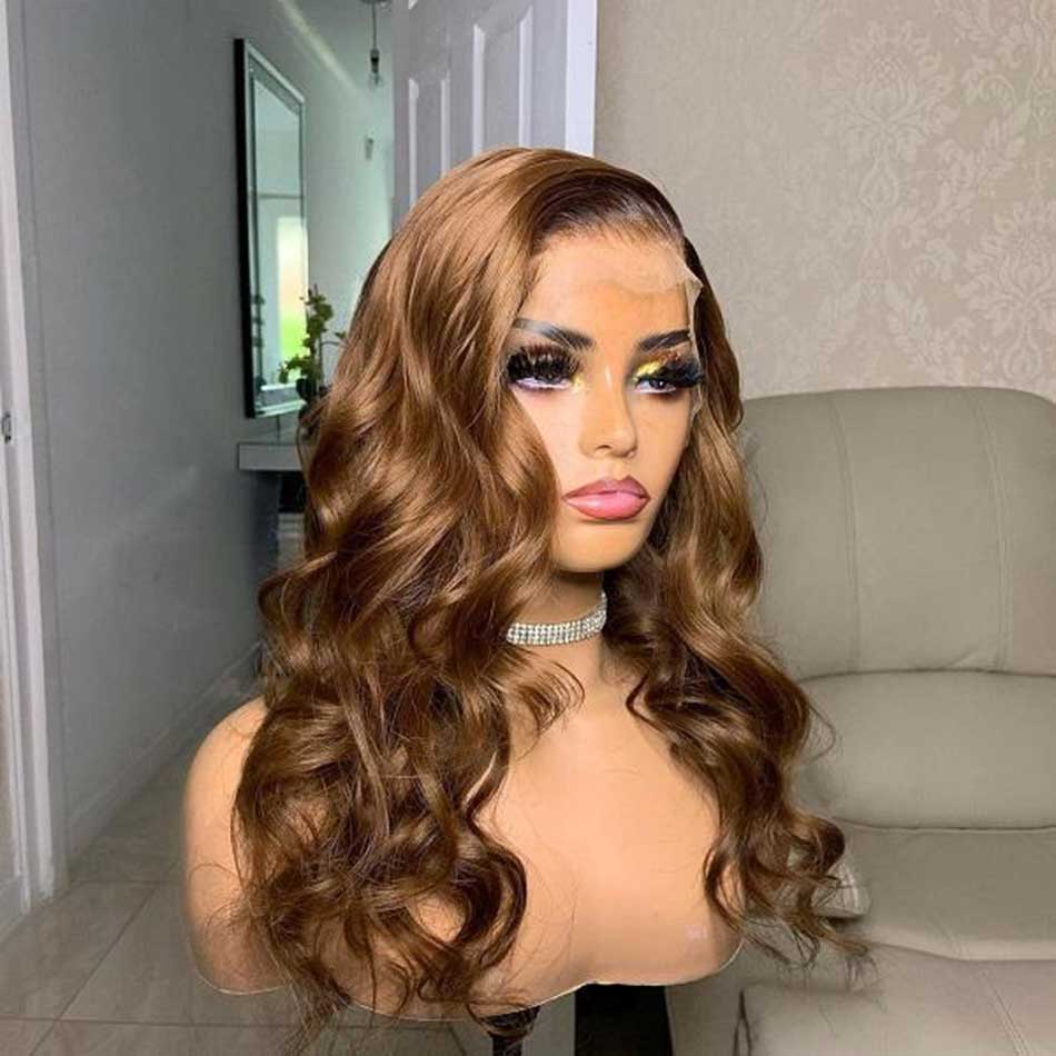 Chestnut Brown Colored 13x6 Lace Front Closure 5x5 Glueless Ready To Wear Human Hair Wigs Body Wave