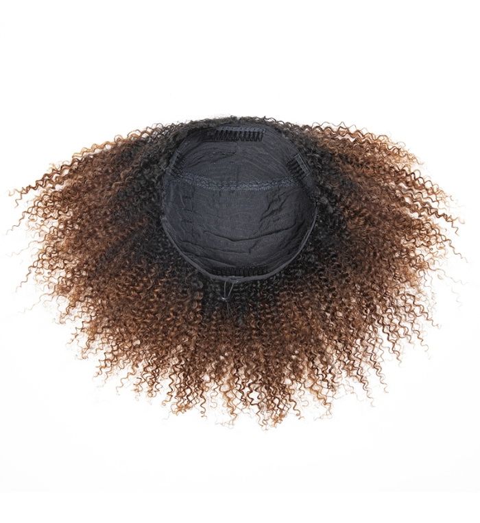 Coily Curly Ombre Brown Colored 3 In 1 Half Wig ( Can be weared in half wig / headband wig / ponytail )