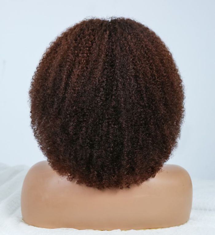 Chocolate Brown Colored 5x5 Glueless Curly Lace Wigs Ready To Wear