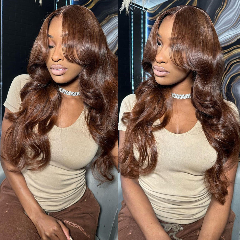 SUPER DEAL Chocolate Brown Transparent 13x6 Lace Front 5x5 Glueless Ready To Go Human Hair Wigs Brazilian Body Wave