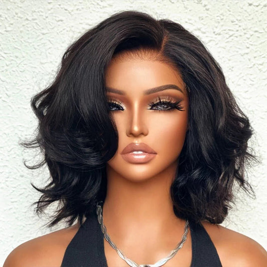 Fluffy Chic And Elegant Ombre Brown Colored Layered Glueless Lace Human Hair Wigs-005