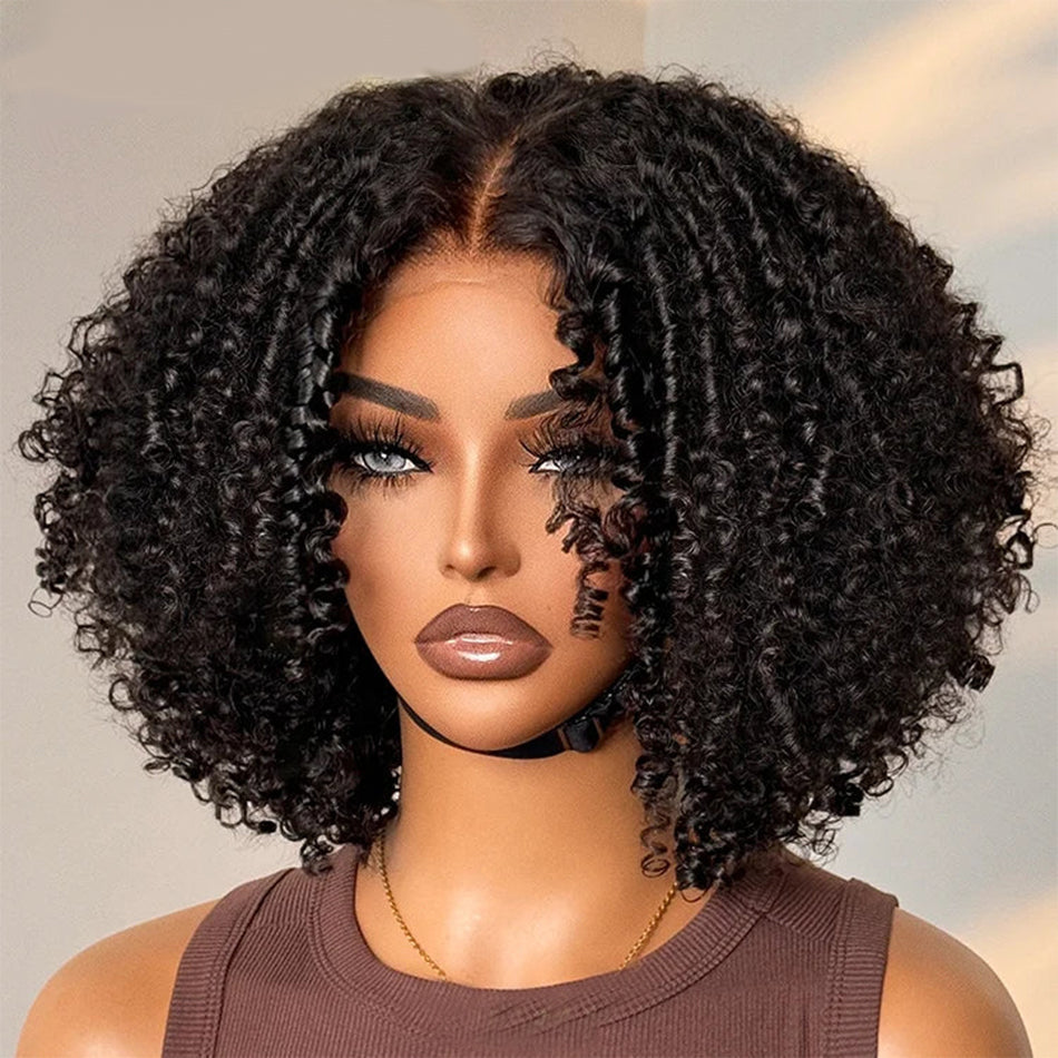 Coily Curly Glueless Lace Human Hair Wigs Ready To Wear