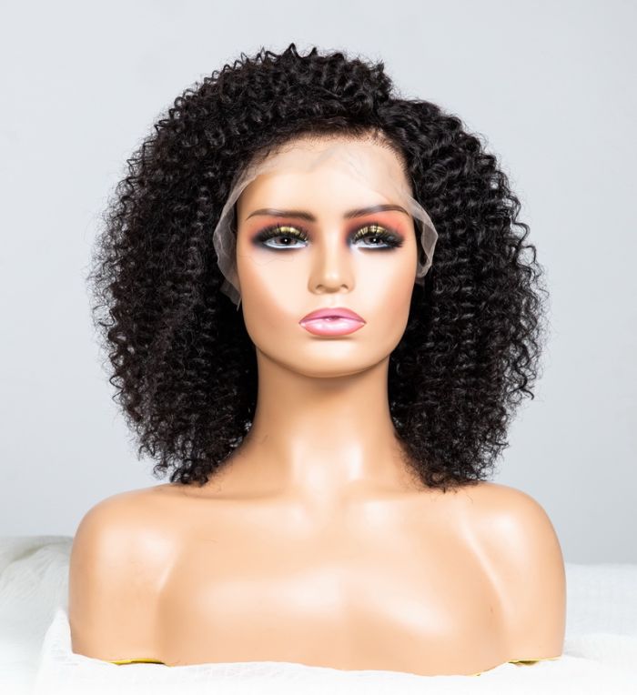 Natural Curly Glueless Lace Wig Human Hair Ready To Wear