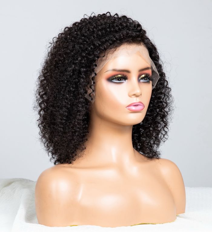Natural Curly Glueless Lace Wig Human Hair Ready To Wear