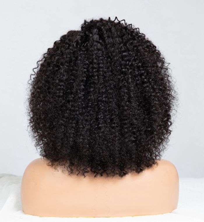 Natural Curly Glueless Lace Wig Human Hair Ready To Wear
