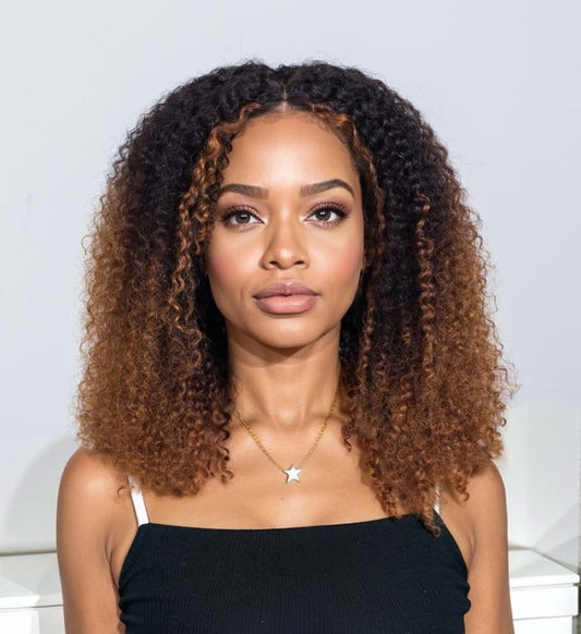 Sunlit Brown Colored Glueless Curly Lace Wig Human Hair Ready To Wear-025