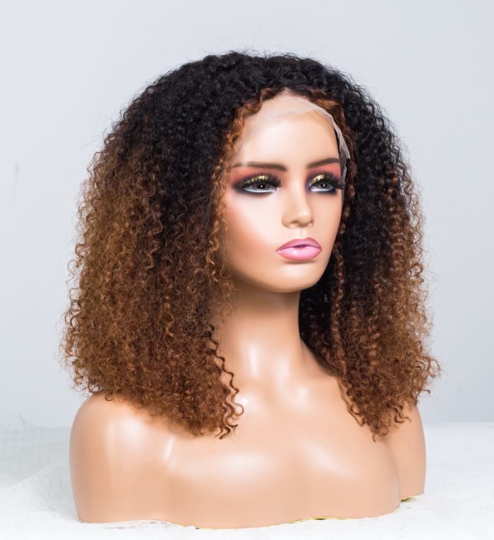 Sunlit Brown Colored Glueless Curly Lace Wig Human Hair Ready To Wear-025
