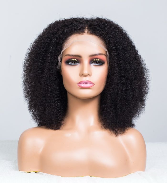 Fluffy Curly Look Glueless Lace Wig Human Hair Ready To Wear