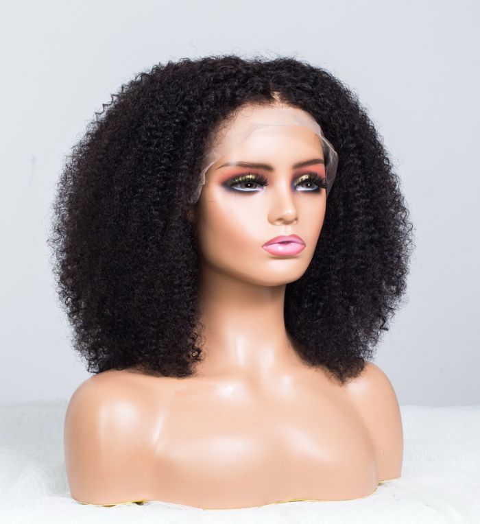 Fluffy Curly Look Glueless Lace Wig Human Hair Ready To Wear