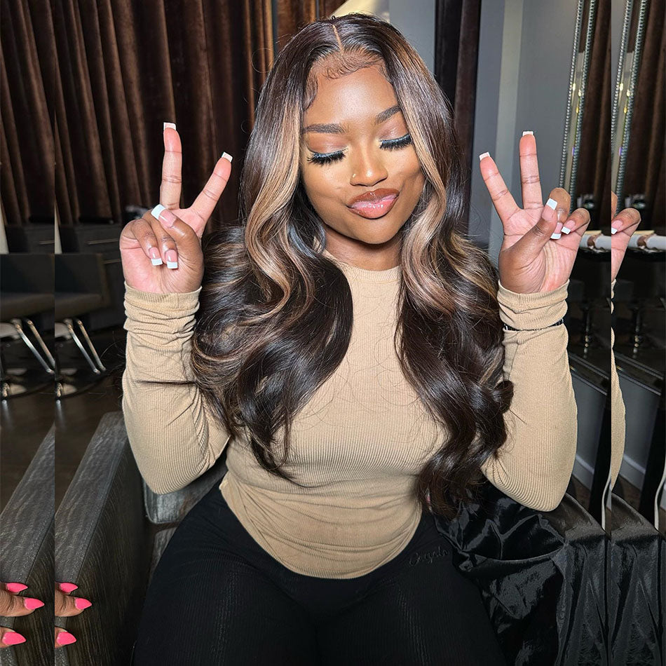 Summerella Same Ashy Blonde Highlights 13x6 Lace Front Human Hair Wigs Full And Bouncy Loose Body Wave Double Drawn Weft Made