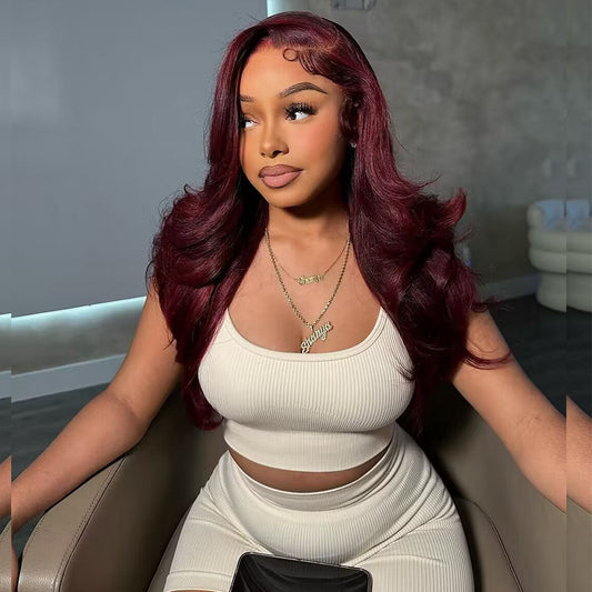 99J Colored 13x6 Lace Front Human Hair Wigs Full And Bouncy Loose Body Wave Double Drawn Weft Made