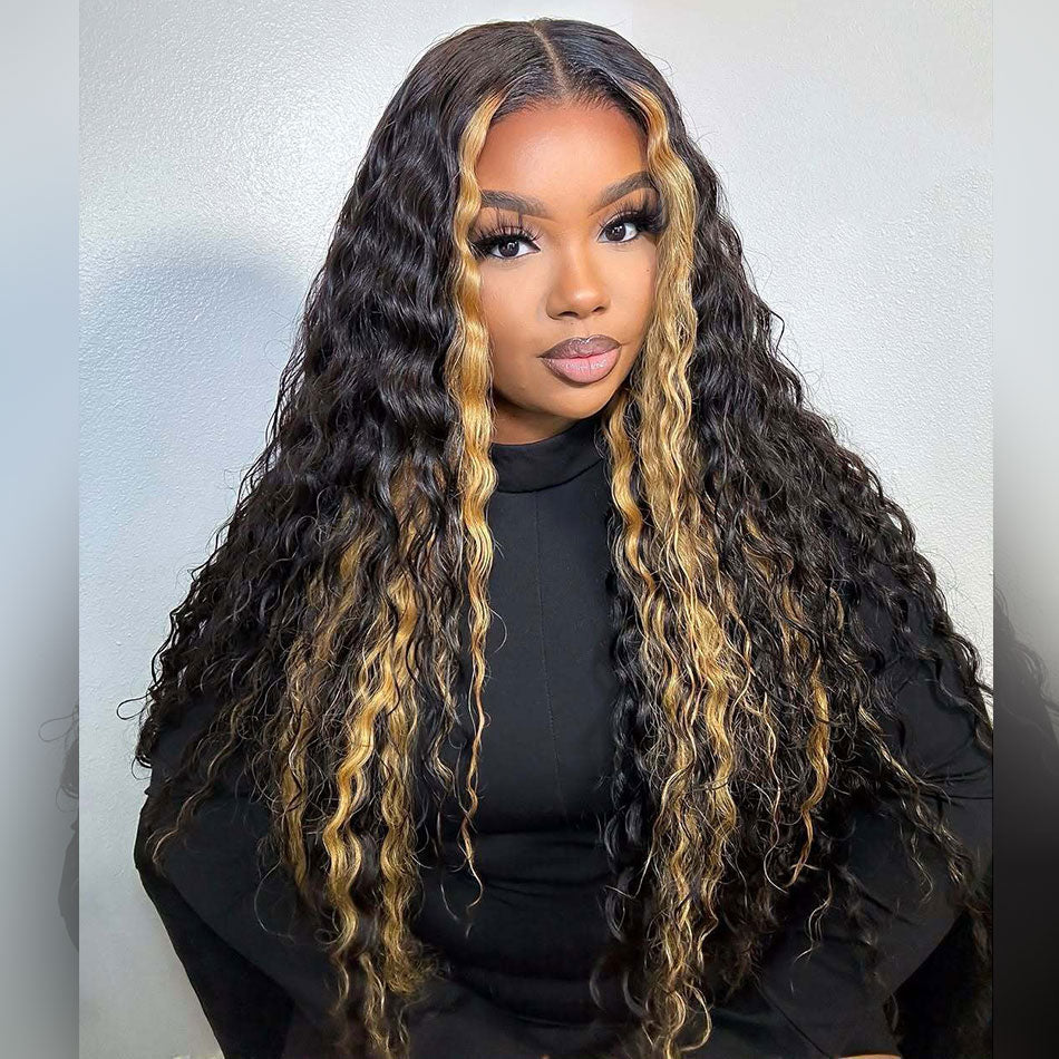 Premium 210% Density Stunk Stripe Colored HD Transparent 13x6 Lace Front Wig 6x5 Glueless Ready Go Human Hair Wig Deep Wave