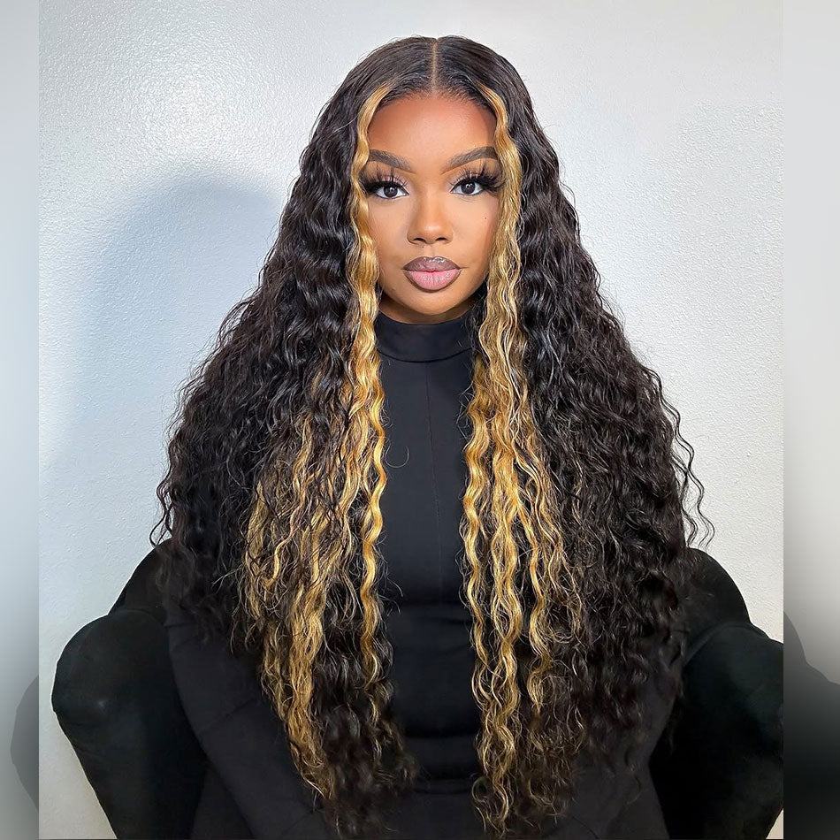 Premium 210% Density Stunk Stripe Colored HD Transparent 13x6 Lace Front Wig 6x5 Glueless Ready Go Human Hair Wig Deep Wave