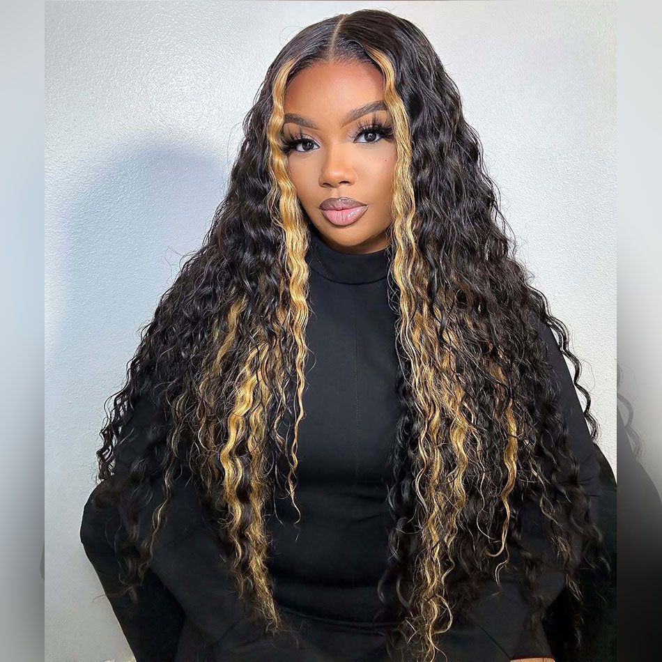 Premium 210% Density Stunk Stripe Colored HD Transparent 13x6 Lace Front Wig 6x5 Glueless Ready Go Human Hair Wig Deep Wave
