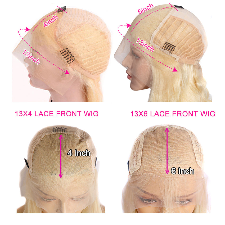 Special Customized Linen Blonde Colored HD Transparent 13x6 Lace Front Human Hair Wigs