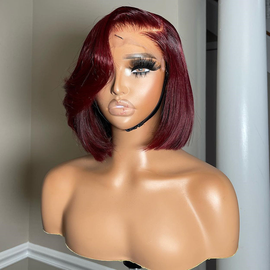 Elegant And Classy Side Part Layered Cut Design Colored Glueless Lace Human Hair Wigs