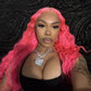 Znuie Inspired Pink Colored Water Wave 13x6 Lace Front Human Hair Wigs