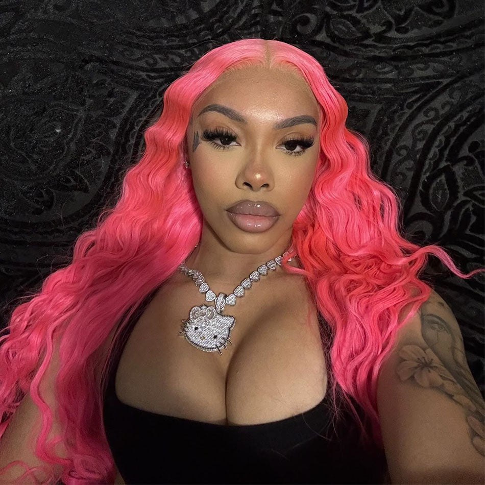 Znuie Inspired Pink Colored Water Wave 13x6 Lace Front Human Hair Wigs
