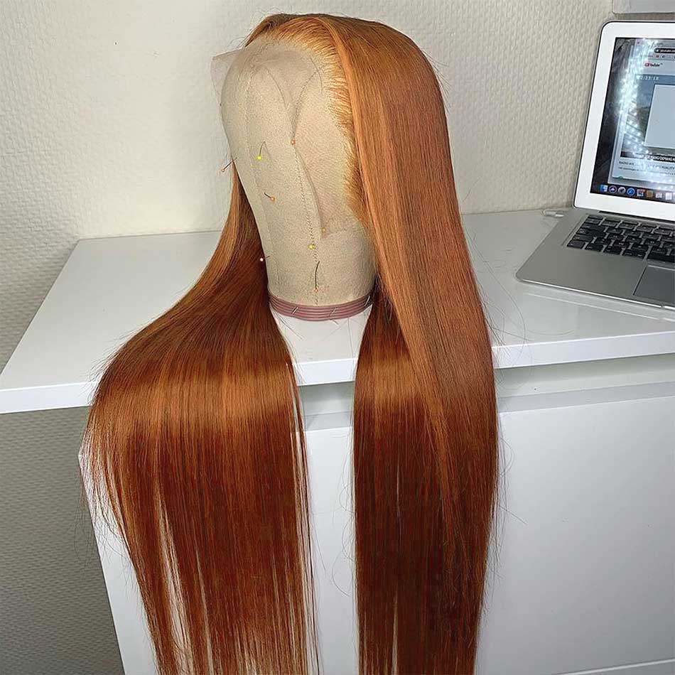Ginger Blonde Colored 13x6 Lace Front Closure Wig 5x5 Glueless Ready To Go Human Hair Wigs