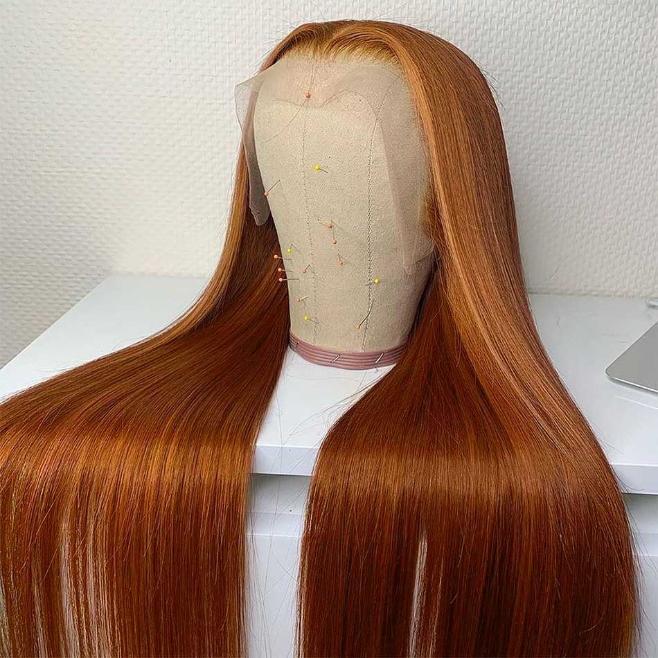 Ginger Blonde Colored 13x6 Lace Front Closure Wig 5x5 Glueless Ready To Go Human Hair Wigs