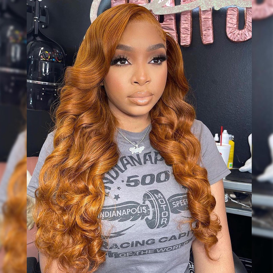 Ginger Colored 13x6 HD Transparent Lace Front Wig 5x5 Glueless Ready To Go Brazilian Straight Hair Queenleora Recommend