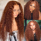 Hot Star Ginger Brown Colored 13x6 Lace Front Closure Wig Curly Glueless 5x5 Ready To Go Human Hair Wigs