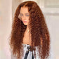 Hot Star Ginger Brown Colored 13x6 Lace Front Closure Wig Curly Glueless 5x5 Ready To Go Human Hair Wigs